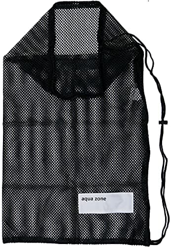 aqua zone Drawstring Sports Equipment Mesh Bag For Swimming Beach Diving Travel Gym (Green),Black-2,18 inch wide and 31 inch Tall — view 2