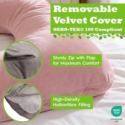 Nicola Spring Pregnancy Pillow for Sleeping - U Shaped Full Body Maternity Pillow with Storage Bag, Pregnancy Support Pillow for Back, Belly, Hips, Legs & Neck, Side Sleeper Cushion, Grey — view 5