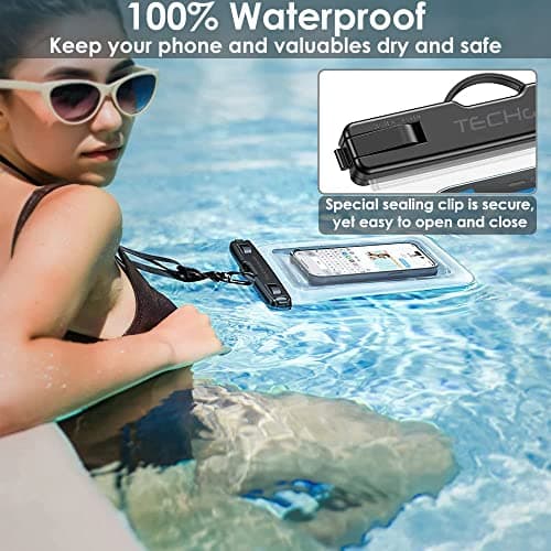 TECHGEAR Waterproof Phone Pouch, IPX8 Floating Case for Swimming, Waterproof Phone Bag with Lanyard Compatible for iPhone 17 16e 16 15 14 13, Samsung Galaxy S25 S24 S23 S22+ S21 Ultra A17 A16 A36 A55 — view 2
