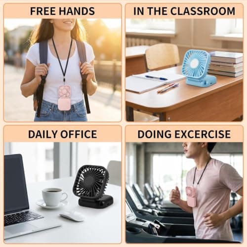 dididudi 3 Pack Mini Handheld Fan USB Rechargeable Mini Portable Fan with 3 Speeds Lightweight Pocket-Size Cooling Desk Fan for Travel Makeup Summer for Kids Family School Office Outdoor Camping — view 4