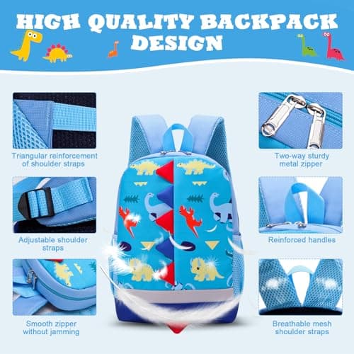 Aucuu Kids Backpack, Dinosaur School Backpack, Boys Girls Toddler Primary School Bag, Waterproof Nylon Rucksack, Casual Daypack, Book Bag for Campus Outdoor Travel Sports — view 4