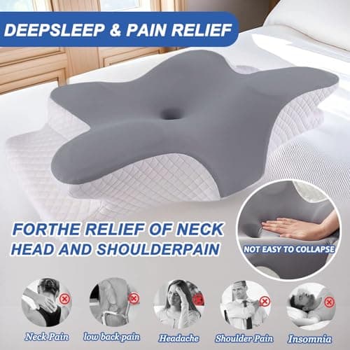 FSTIANXIA Memory Foam Pillow for Neck and Shoulder Pain,Orthopedic Cervical Pillow,Ergonomic for Side Sleeper,Superior Comfort for Side, Back & Stomach Sleep,Blue — view 6