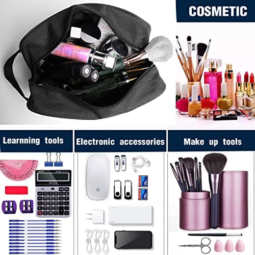 Toiletry Bag for Men Large Travel Wash Bag Water-Resistant Gym Shaving Organiser Bag, Shower Bathroom Makeup Bag with Handle (Black) — view 5