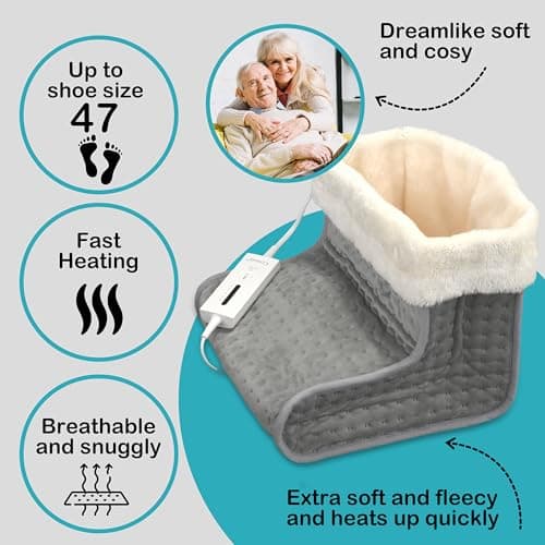 Crystals Electric Heated Foot Warmer with 5 Temperature Settings, Auto Shut-Off, Soft Breathable Fabric, Safe Overheat Protection – Winter Warmth for Men & Women, Perfect Feet Warmer for Cold Feet — view 2