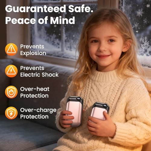 Hand Warmers, 2 Pack Magnetic Electric Handwarmer, 6000mAh USB Hand Warmers Rechargeable, 4 Heat Settings, LED Digital Display, Suitable for Outdoor Indoor - Hunt, Camp, Golf or Gift Giving, Pink — view 6