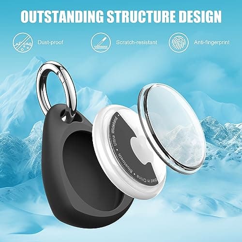 iFalarila 2 Pack Waterproof Holder Case for AIRTAG, 360° Protective Keyring Holder for AIRTAG, Shockproof, Anti-Scratch TPU Full Cover Case for Luggage, Pet Collar, Bag — view 3