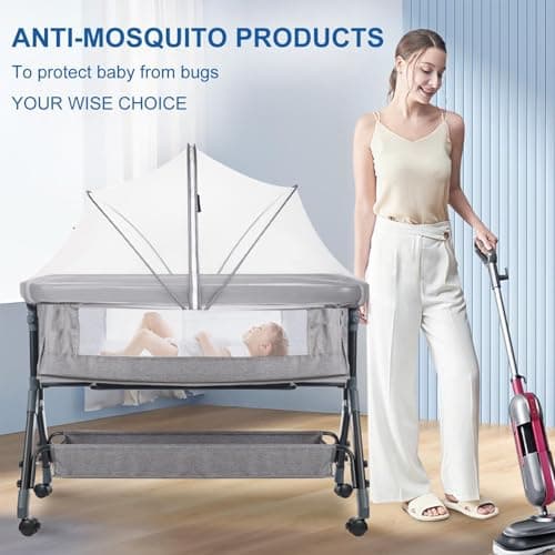 Mosquit-os Net For Travel Cot, Foldable Mosquit-os Net For Babi-es Crib To Keep Buges/Cats Out, Bab-y MosquitoNet With Noiseless Zipper, Visible Breathable Mesh MosquitoNet For Cot Travel Bassinet — view 4