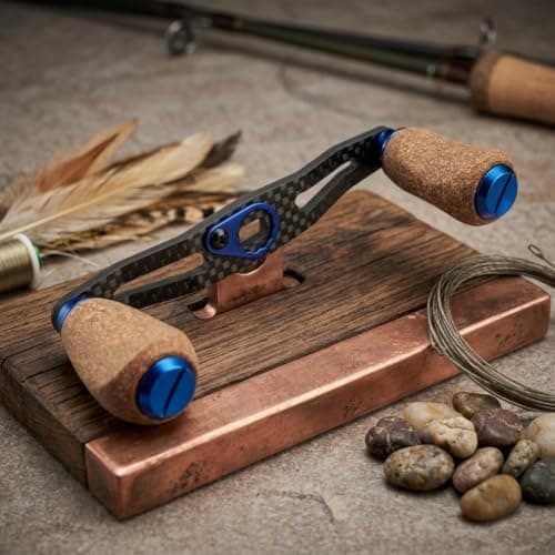 Lightweight Carbon Fishing Reel Handle with Cork Grip(Red-8 * 5) — view 5
