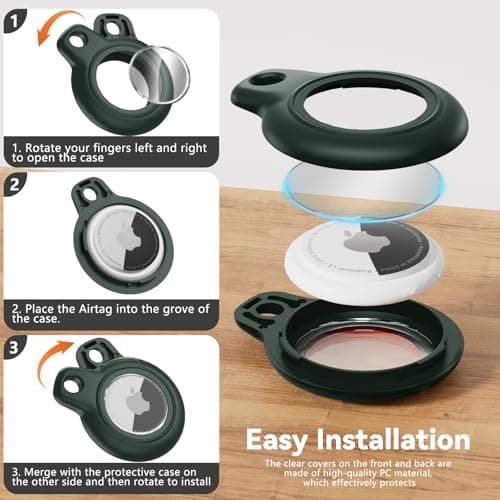 TNSNK for AirTag Holder Keyring, 1 Pack,Dark Green — view 6