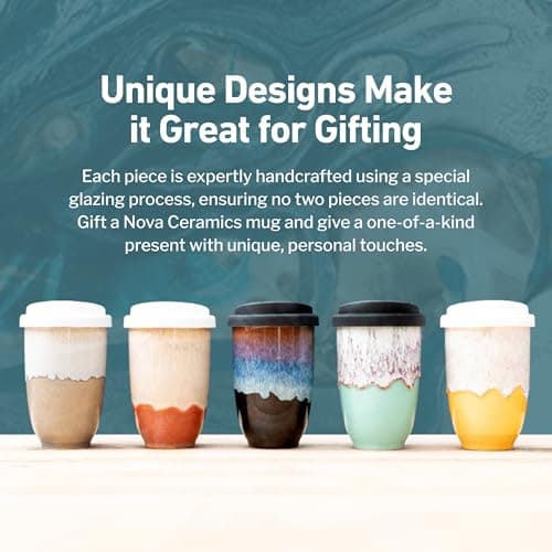 NOVA CERAMICS Travel Mug - Travel Coffee Tumbler – Coffee Mug with Lid Unique to Go Mug – Microwave & Dishwasher Safe Coffee Travel Cup - Gifts for Women Men Him Her – 355ml - Grapefruit — view 5