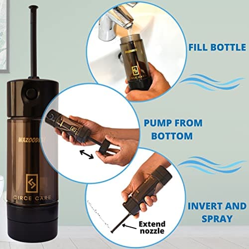 CIRCE CARE Portable Travel Bidet with Pressure Pump, No Battery, No Squeezing; Mini Eco Handheld Personal Bidet Sprayer; for Camping & Outdoors; Peri Bottle for Postpartum, Hemorrhoid, Perineal Care — view 4