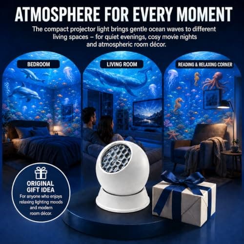 runpeak Ocean Projector Light Dynamic Rotating LED Projector Light, Ocean Wave Projector, 360° Rechargeable USB Ocean Wave Night Light for Bedroom Living Room, Energy Class D — view 6