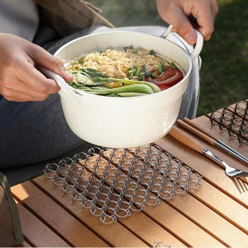 Wiffe Strong Metal Portable Foldable Camping Cookware Stand, Rose gold — view 4