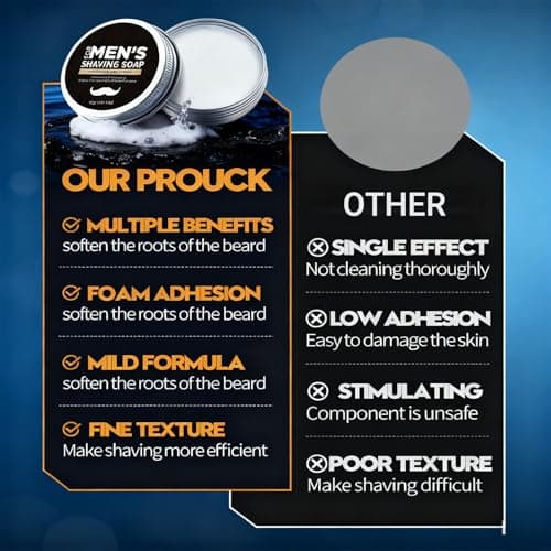 Shaving Soap for Men with Brush, Smoothest Wet Men's Shaving Cream & Foam Kit Gift for Dad, Husband, Boyfriend, Travel Size Wet Shave Cream with Smooth Lather for Close Shave — view 4