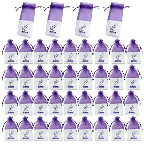 40 Pcs Empty Lavender Bags for Wardrobes, Premium Muslin Empty Sachets Bags with Drawstring, Breathable Cotton Fragrance Pouches for Closet, Potpourri, Drawers, Car & Shoes