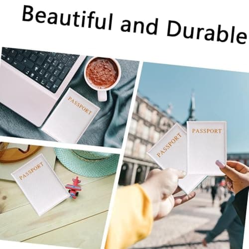 Passport Holder Cover Travel Wallet Organiser, Passport Case with RFID Blocking, PU Leather Travel Document Holder for Men&Women Travel Accessories (Silver) — view 6