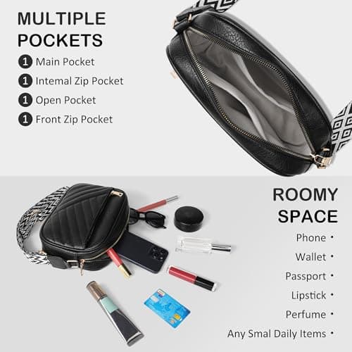 TANTOMI Crossbody Bags for Women - Quilted Cross Body Bag Travel PU Vegan Leather Handbags & Shoulder Bags with 4 Card Slots Adjustable Strap Fashion Small ladies bags for Travel Shopping Work — view 6