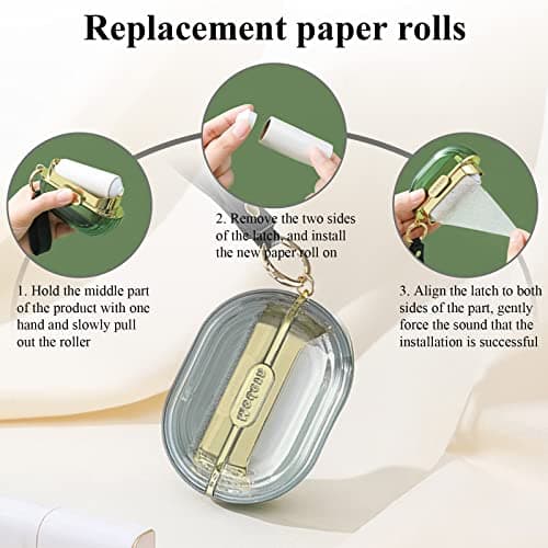 Modixun Double-sided Travel Portable Lint Roller with Hand Strap, Reusable Mini Extra Sticky Dog Cat Pet Hair Remover, Luxury Lint Remover for Clothes Bag Dust Fuzz Fur with 4 Refills, Grey — view 5