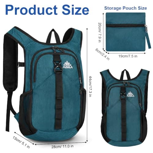 HOTUT Ultra Lightweight Foldable Backpack, 15L Hiking Backpack, Water Resistant Travel Day Bag for Men Women, Packable Rucksack Daypack for Cycling Climbing Travelling Camping Sports Outdoor (blue) — view 2