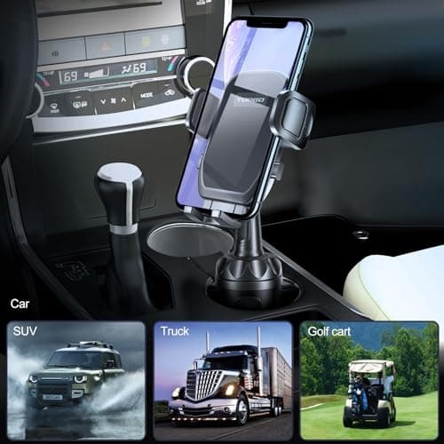 TOPGO Cup Holder Phone Mount, Secure & Stable Cup Phone Holder for Car, Compatible with 4.0" to 7.0" Smartphones, Black — view 2