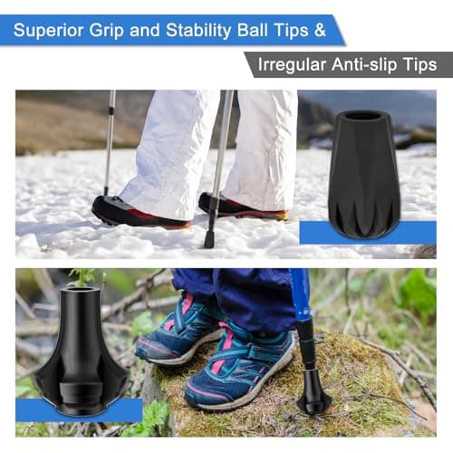 supregear Replacement Rubber Tips Set for Trekking Pole and Walking Stick, Anti-Slip Protectors for Most Inner Diameter of 11 mm/0.43" Hiking Sticks (Pack of 10) — view 6