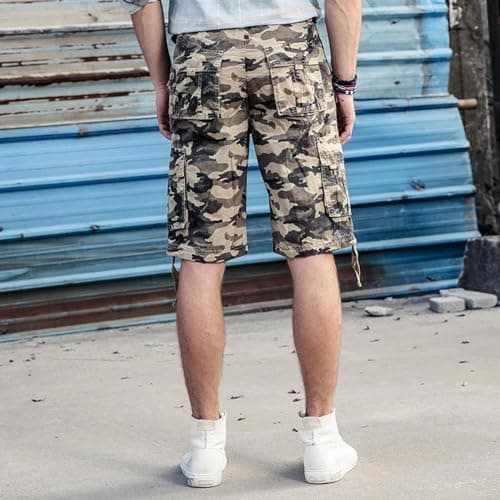 YUECIBAI Sports Running Shorts For Men Summer Shorts Fashion Camouflage Multi-Pocket Army Casual Shorts 36 Grey — view 4