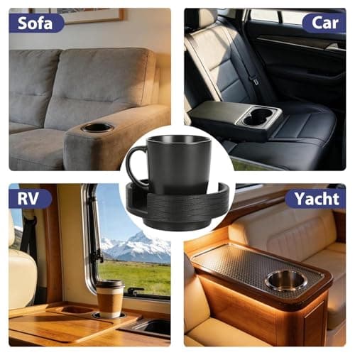 Cup Holder Insert - 4 Inches Universal Anti Spill Portable - Sofa Mug Holder Adapter | for Mugs Water Bottles Cans Office Car RV Yacht Party — view 4