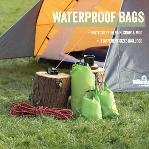 Milestone Waterproof Dry Bags/Single Bag Or Set of 3 / Roll Up Close/Easy to Spot Bright Green Or Orange Design/Great for Camping, Fishing, Skiing & Hiking Trips (Green, Pack of 3) — view 2