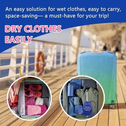 Magnetic Retractable Clothes washing Line for Cabin - Approved 2026 Cruise Essentials Clothes Drying Rack Travel Clothesline with Clothespins -4 Luggage Tags Strong Magnets Hooks (Pink) — view 6