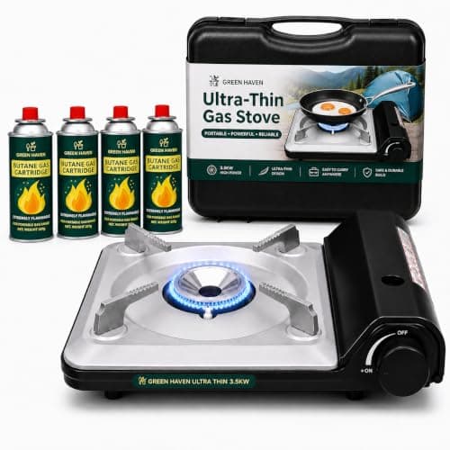 Green Haven Camping Stove | Compact Portable Gas Stove Single Burner Hob