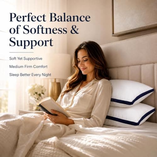 Hotel Quality Pillows 6 Pack Soft Quilted Bed Pillow Side Sleeper, Bounce Back, White Neck Pillow Supportive and Comfortable All Night Long Hypoallergenic Machine Washable — view 2