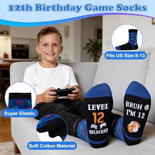 EccoDen 12th Birthday Gifts for Boys Age 12 – Funny Gamer Gift Set with Sports Water Bottle, Gamepad Keyring, Level 12 Socks & Bracelet – Cool Birthday Presents for Gamer Kids — view 4