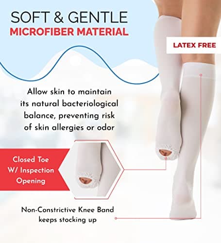ITA-MED Anti-Embolism Knee High Stockings for Men & Women, Light Compression Socks (18 mmHg), Medical Orthopedic Support Stockings for Varicose Veins, Edema, Swelling, Soreness, Pain, & Aches, Large — view 4