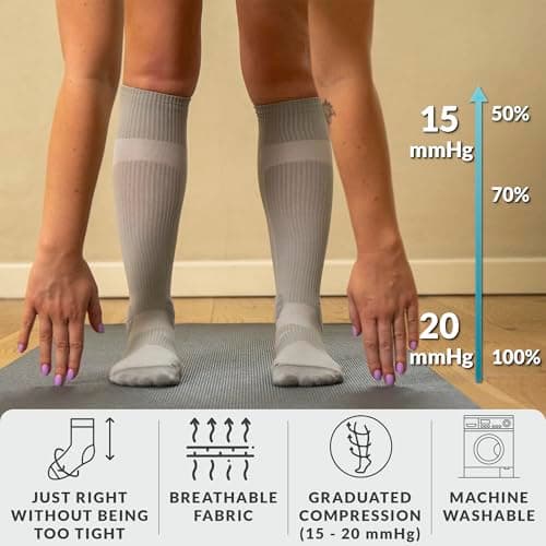 360 RELIEF 2 Pairs Compression Socks for Women & Men - 15-20 mmHg, Enhanced Cushioned Fit, Soft & Breathable for Sports, Travel, Running, Pregnancy, M/L, Purple + Laundry Bag — view 2