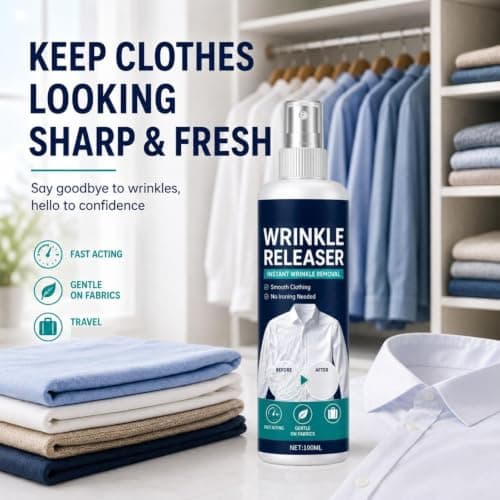 Instant Wrinkle Releaser Spray, 100ml Fabric Refresher & Crease Release Spray for Clothes, No Iron Sprays, Quick Smoothing Agent, Smooths Creases in Seconds, Suitable for T-Shirts, Dresses (1PC) — view 6