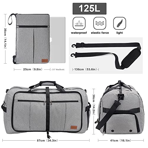 Upeelife 125L Foldable Travel Duffle Bag, Large Waterproof Holdall Bags — view 2