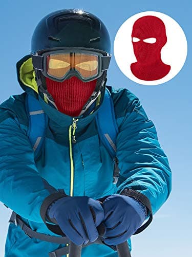 Geyoga 2 Hole Knitted Ski Mask Full Face Cover Warm Balaclava Knitted Winter Face Mask for Outdoor Sports(Red,Adult Size) — view 2