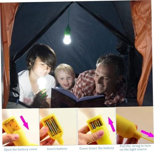 StaZamor 4PCS Portable Hanging Battery Operated LED Pull Cord Light Bulb, Camping Lamp for Party, Weddings, Festivals, Child Room Decoration (Not Included) — view 3