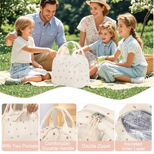 Binoster Lunch Bags for Women Insulated Cooler Lunch Bag Adults Kids Packed Lunch Box Tote Bag Cute Girls Ladies Lunch Bags for Work School Picnic Travel Beach Gifts for Women Her Wife Preppy Stuff — view 5