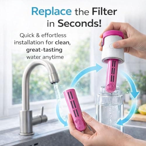 Dafi Water Bottle Filter Replacement 3-Pack by Joanna Krupa, Ideal for Soft and Solid Bottles | BPA-Free Water Filter, Eliminate The Taste and Smell of Chlorine – Beige — view 4