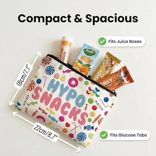 Type 1 Diabetes Snack Bag Backpack Emergency Snacks Bag Travel Portable Zipper Pouch Funny Makeup Bag Diabetic Gifts for Diabetics Women Men — view 2