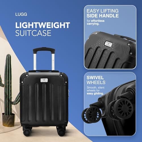 LUGG 15 Inch Skywander Lightweight Underseat Cabin Bag – EasyJet Approved Carry-On Suitcase, Durable ABS Hard Shell, Smooth Double Spinner Wheels, Water-Resistant & Compact Travel Luggage (45x34x20cm) — view 3