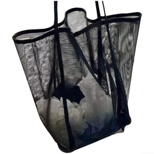 Black Mesh Storage Bag Breathable Travel Organizer