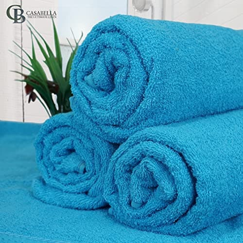 Casabella Pack of 2 Large Jumbo Bath Sheets 100% Egyptian Combed Cotton Big Beautiful Towels (2 Bath Sheet, Teal) — view 6