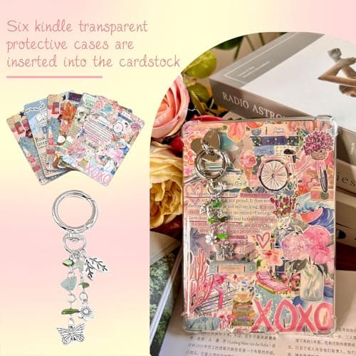 VelvetGlow 6 Pcs Inserts For E-Reader Clear Case, And 2 Pcs Dust Plug Charms Retro Phone Charm Set, 6.8"X4.8" Cardstock Inserts Compatible With Kindle Paper White 11Th/12Th Colorsoft (6.8" X 4.8") — view 5