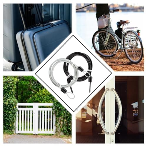 2Pcs Bike Lock Cable 1.5M Lightweight Wire Cable Lock with Double Loop Security Flexible Cable Luggage Lock, Steel Lock Chain Portable Lock Padlock for Padlocks Scooter Bicycle Suitcase — view 5