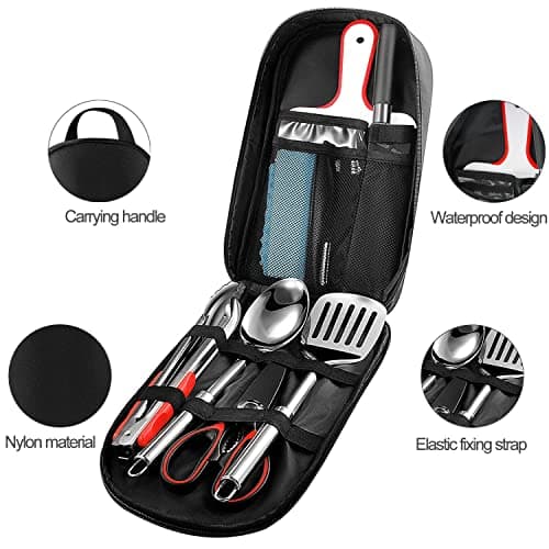 Bakecat Camping Cooking Utensils Set, 9Pcs Camping Kitchen Utensils Organizer Travel Set, Black — view 5
