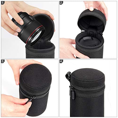 ARVOK Lens Pouch Set, Water Resistant Protective Lens Cases for DSLR Camera Lens, 4 Size Thick Camera Lens Bag for Canon, Nikon, Tamron, Sigma, Pentax, Sony, Olympus, Panasonic — view 5