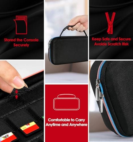 ivoler Carry Case for Nintendo Switch 2 (2025 Model) – Protective Portable Hard Shell Pouch Carrying Travel Game Bag for Nintendo Switch 2 Accessories Holds 12 Game Cartridge– Black — view 6
