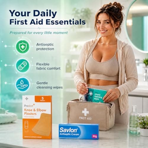 Savlon Antiseptic Cream 30g Bundle with 10 Cleansing Wipes & 5 Fabric Plasters | Travel & Home Care Essentials Kit — view 5